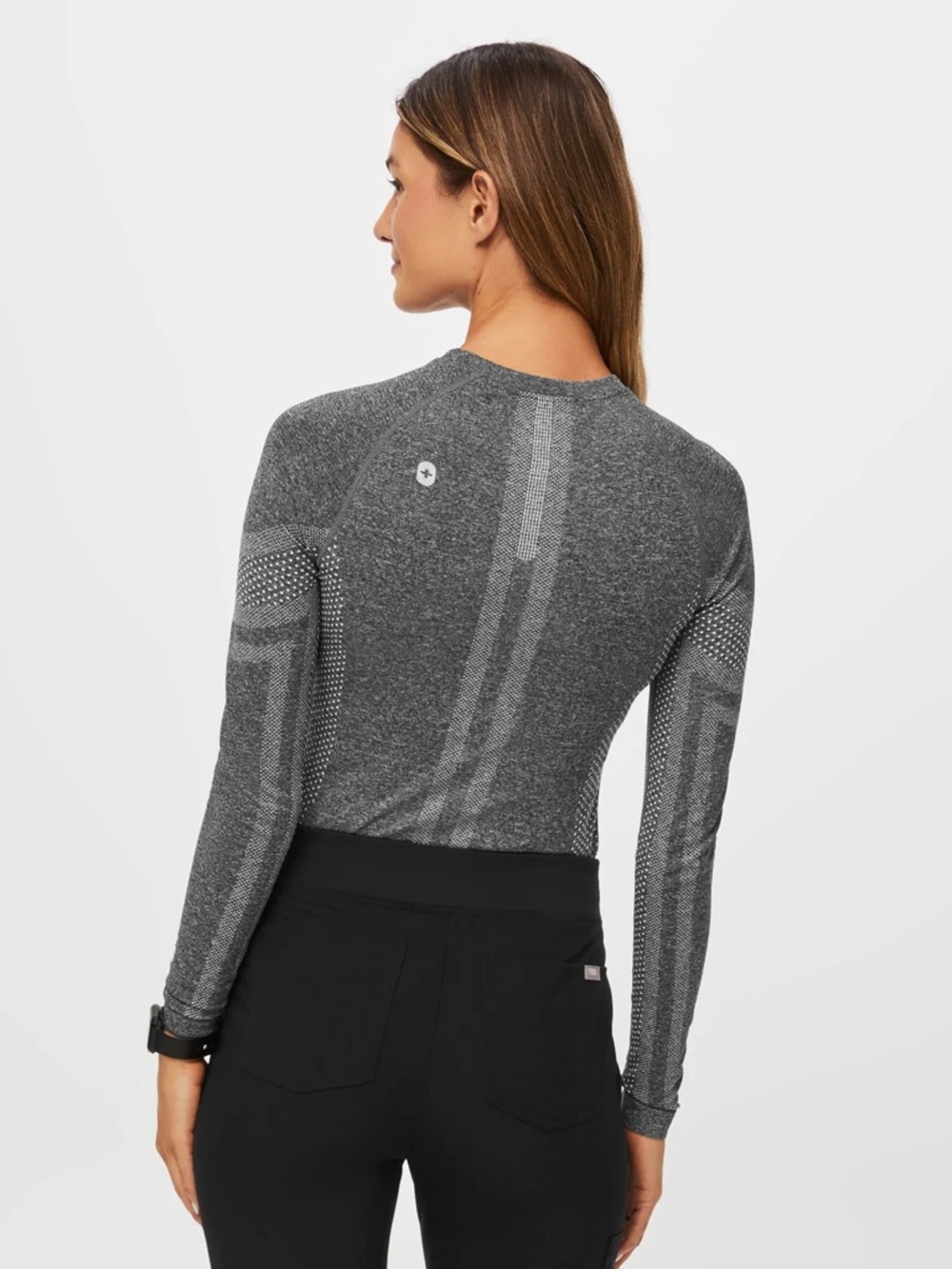 Figs Salta Seamless Long-Sleeve Underscrub Top - graphite gray